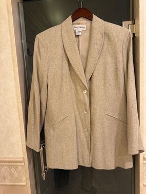 Women's Cream Tweed Shawl Collar Blazer